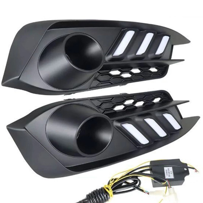DRL LED Daytime Running light Fog Lamps W/Turn Signal For