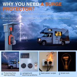 Nilight 15 to 30 Amp RV Surge Protector Power Adapter 2100 Joules Voltage Monitor 5-15P to TT-30R Converter 125V/1875W Waterproof Circuit Analyzer with Extension Cord for Camper Travel Trailer