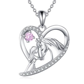 YFN Horse Necklace Girls Pendant Horse Chain 925 Sterling Silver Jewellery Gift for Girls Women Girlfriend Wife Mother Daughter Horse Lovers, Sterling Silver, No Gemstone
