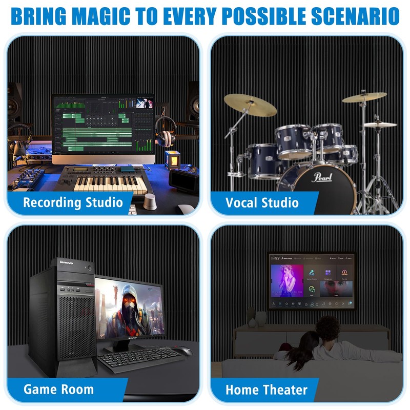 4 PCS Acoustic Panels,48''X24''X2'' Soundproof Foam Wall Panels,High Density Fireproof