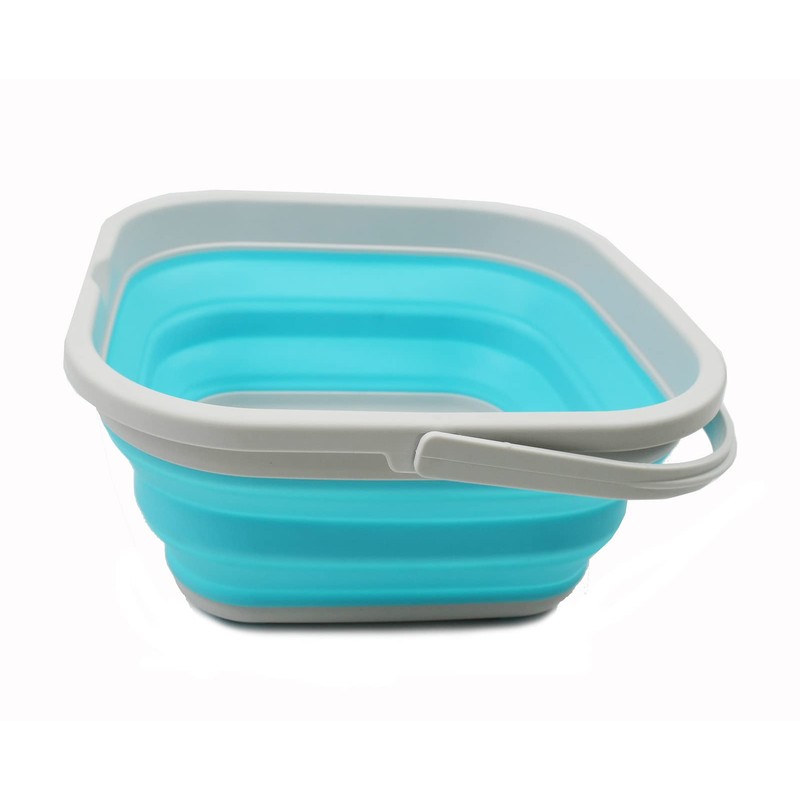 SAMMART Folding Tub (Grey/Cyanine, 5.5 L Bucket)