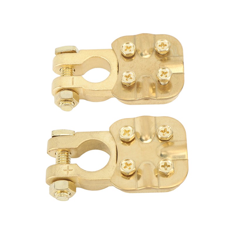 2Pcs Brass Battery Terminal Connector Car Top Post Clamp Set
