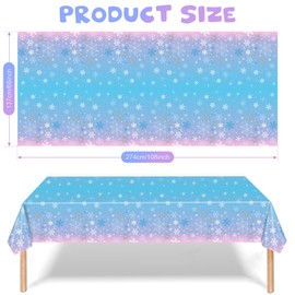 Buryeah 12 Pcs Winter Snowflake Disposable Tablecloth Decorations, Blue and Purple Wonderland Plastic Table Cover 54 x 108 Inch Dining Table Cover for Winter Theme Party Supplies