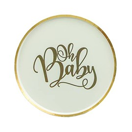Oh Baby Plates, Baby Shower 1st Birthday Plates Set Includes Oh Baby Birthday Paper Plates, for New Baby or First Year Party,
