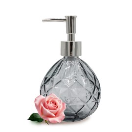 VKSG Glass Soap Dispenser for Kitchen, 350ML Hand Soap Dispensers Pump Bottles, Shower Liquid Soap Dispenser for Bathroom Hand Dish Shampoo and Conditioner Laundry Lotion Dispenser (Gray)