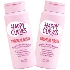 HAPPY CURVES Polvos Comfort Desodorante En Polvo Antirozaduras Sin Talco Para Cuerpo Y Pies Ideal Para Mujeres Para Controlar Las Rozaduras En La...  
