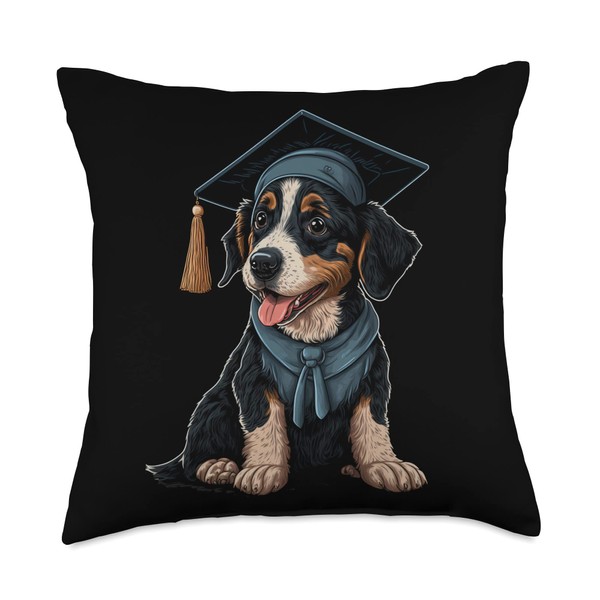 Cute Bernese Mountain Dog Graduating Obedience School Throw Pillow
