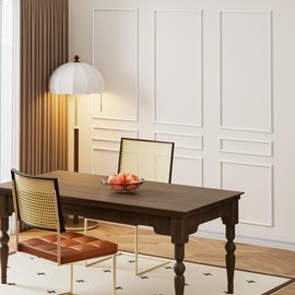 FUANGUI 9-Frame Peel and Stick Wall Molding Kit Set of 9 pcs, Pre-Cut Wall Moulding Peel Trim and Stick Panel for Interior Accent Decor Living Room Bedroom-Top 48x24 in,Mid 6X24 in,Bottom 24X24 in