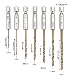 TA-VIGOR 13Pcs 1.5mm-6.5mm Hex Shank Twist Drill Bit Set, 1/4 Inch Shank HSS Titanium Coated Drill Bit Set Quick Change Twist Drill Bits for Woodworking, Plastic and Metal