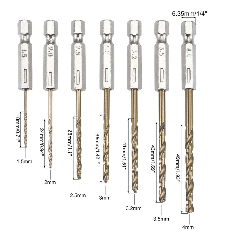 TA-VIGOR 13Pcs 1.5mm-6.5mm Hex Shank Twist Drill Bit Set, 1/4