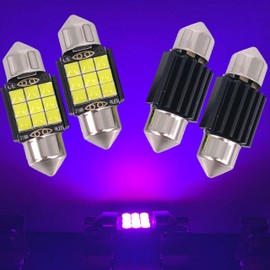 SOCAL-LED LIGHTING 31mm Festoon LED Bulb Canbus Super Bright 3030 Chipset Car Interior Dome Light DE3175 Map Light, Purple, Pack of 4