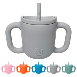 TalkTools ITSY Silicone Training Cup – Mini Straw Cup for Baby - Anti Leak, Spill Proof and BPA Free Cup with Straw Insertion for Kids (Cloud)