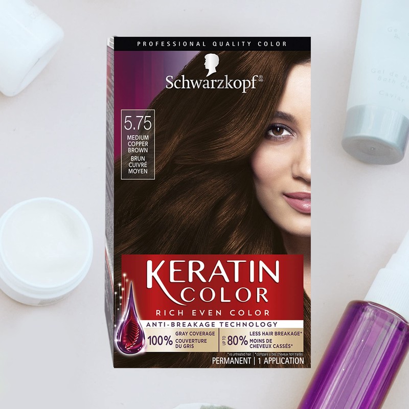 Schwarzkopf Keratin Color Permanent Hair Color Cream, 5.75 Medium Copper