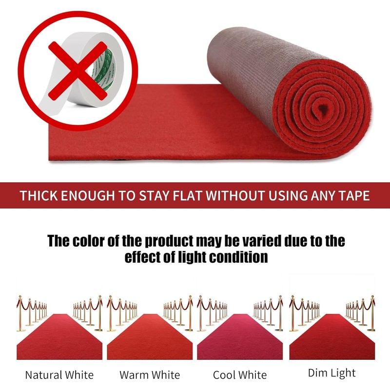 HOMBYS 450 GSM Extra Thick 3x20 ft Red Carpet Runner
