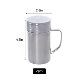 Miayon 2 Pack Stainless Salt and Pepper Shakers Spice Shaker with Lid and Handle Seasoning Bottles Containers for Home Kitchen Restaurant Baking Powder Salt Candy