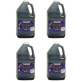 Constructive Playthings Washable Tempera Paint for Kids, Classroom Painting Supplies, Set of 4 Gallons, Black