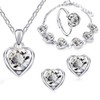 QKEPCY Love Heart Jewellery Set 4 PCS Fashion Heart Necklace