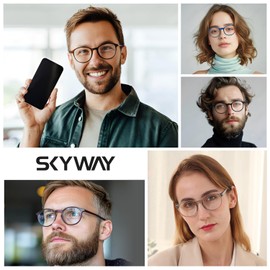 SKYWAY Blue Light Filter Glasses for Men and Women, TR90 Frame, Lightweight Blue Light Glasses, Computer Gaming Glasses, Anti-Eye Strain, UV Protection, gray