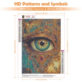 QENSPE Fantasy Eye Diamond Painting, 5D DIY Diamond Art Kits for Adults, Abstract Style Diamond Painting Kit Round Full Drill, Crystal Gem Arts Craft for Home Wall Decor 12x16 inch