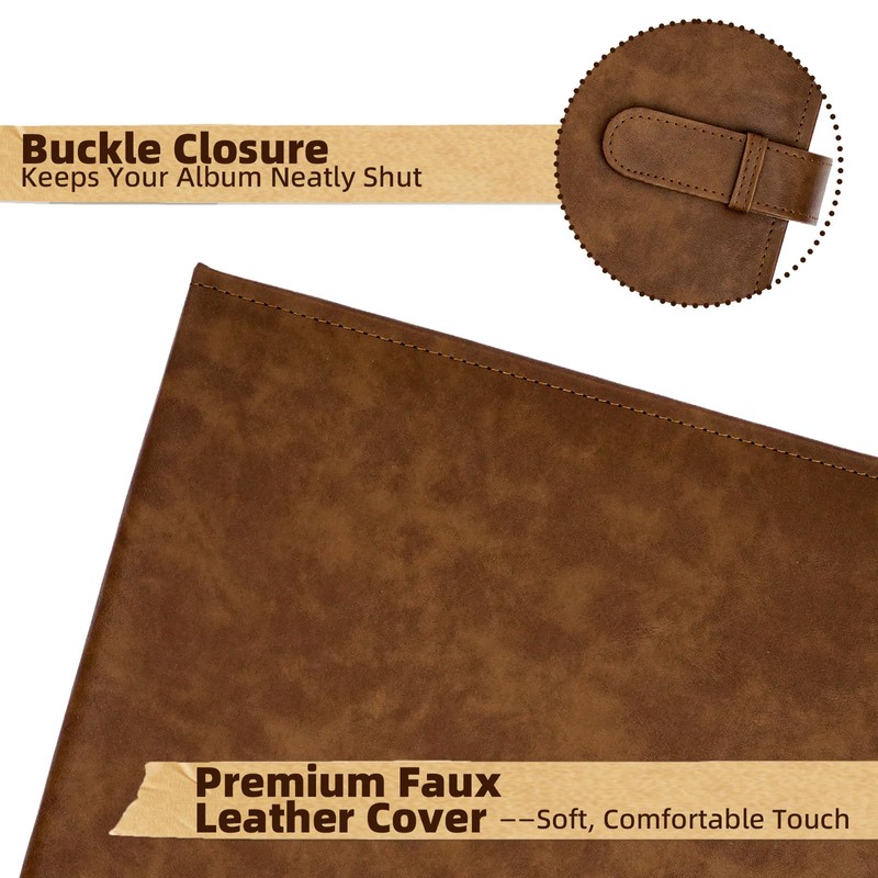 Vienrose 13"x11" Scrapbook Album Gift Set Faux Leather DarkBrown 60