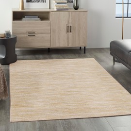 Nourison Essentials Indoor-Outdoor Ivory Gold 4' x 6' Area Rug, Easy Cleaning, Non Shedding, Bed Room, Living Room, Dining Room, Backyard, Deck, Patio (4x6)