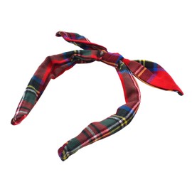 Bellefixe-Diadema con mini lazo de Navidad | Diadema para niñas y niños pequeños | Diadema de tela escocesa de tartán (especia canela)