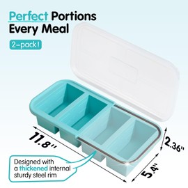 EASYYOURHOME Extra Large Silicone Soup Cubes Freezer Tray With Lid 1 Cup, 2 Pack Silicone Freezer Molds 4-Cube Reusable Soup Storage Containers for Meal Prep, Leftovers & Baby Food