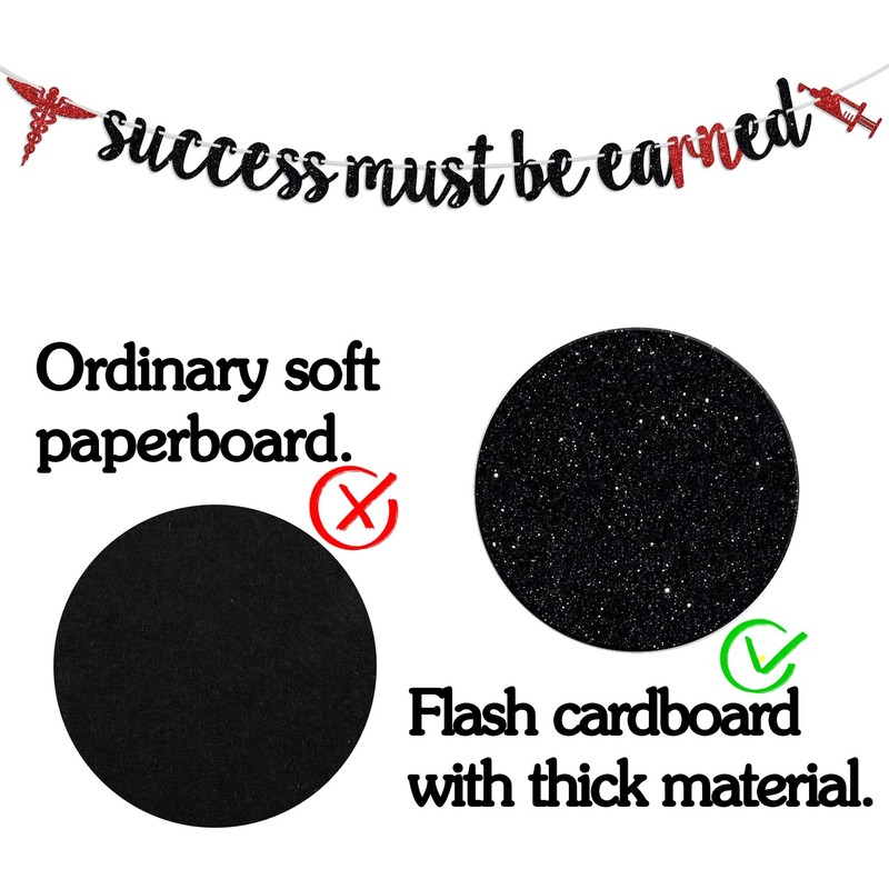 Success Must be Earned Banner, Congrats BSN/RN/LPN, Nurse Grad, Nursing