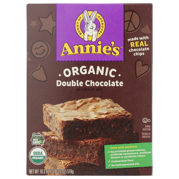 Annie´s Annie´s Organic Double Chocolate Brownie Mix, Doble Chocolate, 518 gramos