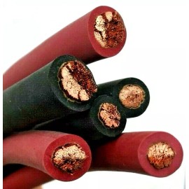 Battery Cables USA Rubber Flex Battery and Welding Cable Copper 6, 4, 2 Gauge Size By the Foot - 6 Gauge AWG, Black