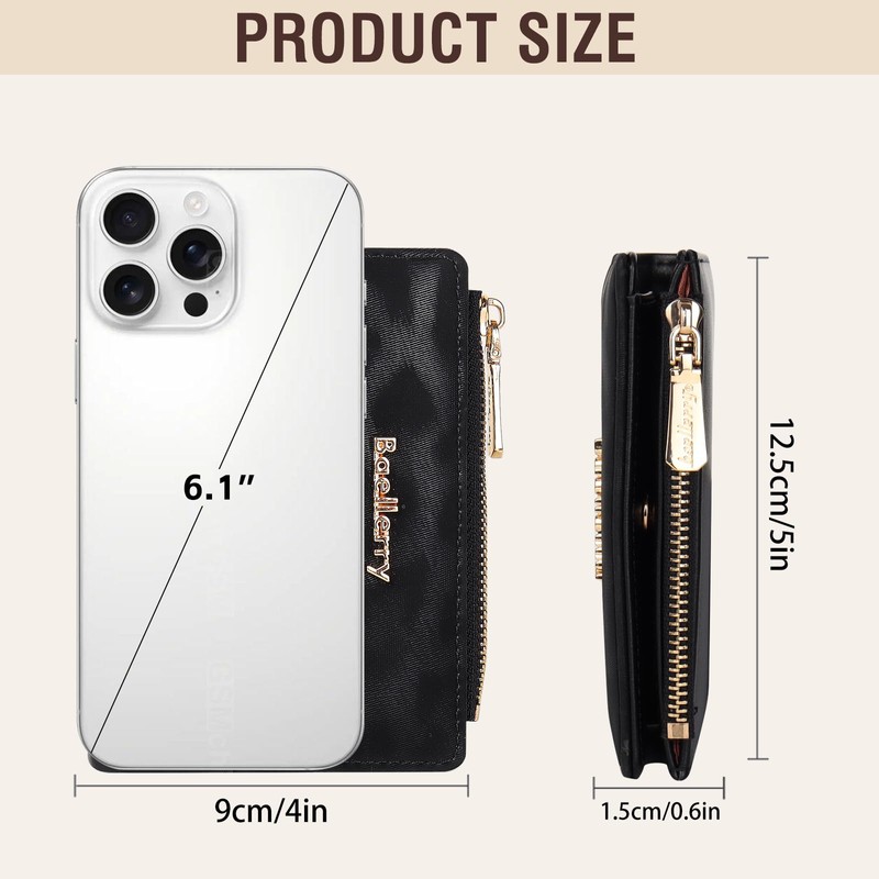 Lapensa Small wallet for Women RFID Blocking Bifold Zipper Pocket
