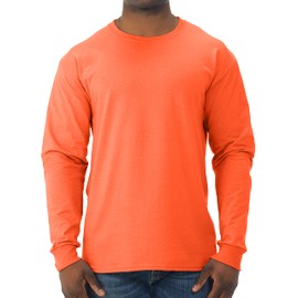 Jerzees Men's Dri-Power Cotton Blend Long Sleeve Tees, Moisture Wicking, Odor Protection, UPF 30+, Sizes S-3X, Safety Orange, X-Large