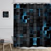 Riyidecor Black Blue Shower Curtain 60Wx72H Inch Abstract Navy Brick