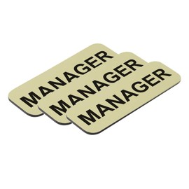 Manager 1 x 3 Name Tag, Brushed Gold (3 Pack)