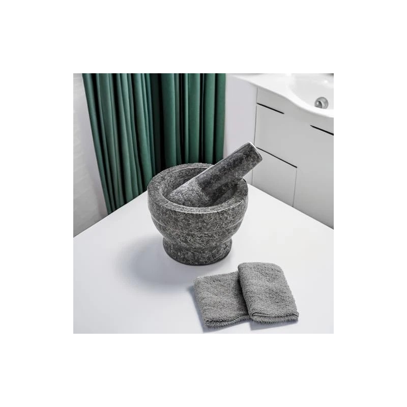 IMUSA Polished Granite Mortar and Pestle Set 375 Inch Compact