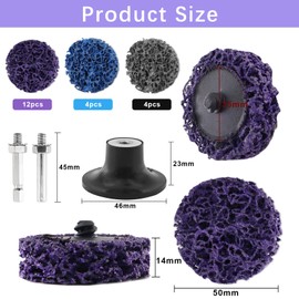 TOKSEO Pack of 20 CSD Sanding Disc, Purple/Blue/Black Cleaning Disc Set, Coarse Cleaning Disc, 50 mm Drill Sanding Discs for Removing Paint Layers, Rust and Oxidation