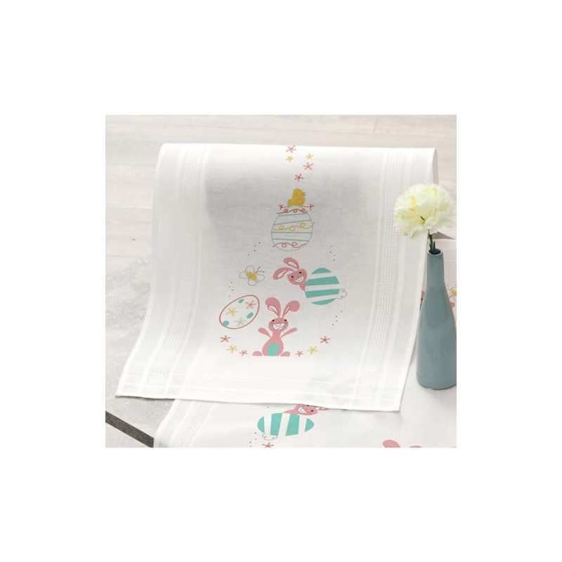 Craftways Bunny & Eggs Table Runner Stamped Embroidery Kit