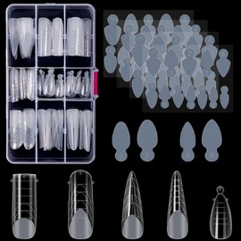 MELLIEX 120 Pieces Dual Nail Forms Set 5 Shapes Nail Extension Nail Gel Shapes Nail Shape Set with 48 Pieces Nail Stickers for UV Acrylic Nail Tool