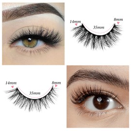 KFHENSOMR Mink False Eyelashes 17 Pairs Soft Faux 3D Mink Lashes Volume Fluffy False Eyelashes Strips Natural Look Cat Eye Wispy Lashes Black Fiber Lash Strips with Glue