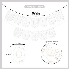 Cielito Lindo Banner - Mexican Inspired Baptism Party Decorations,White Papel Picado Floral Banner,Mexican Fiesta Birthday Photo Backdrop,Cielito Lindo Leaf Party Hanging Garland