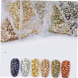 Baluue Gold Flatback Rhinestones for Nail Art 1440pcs Mixed Sizes Glue Gel for Manicure Accessories Nail Decor