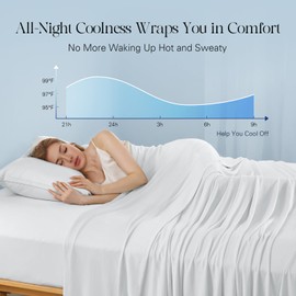 DOWNCOOL Cooling Sheets Queen, Cooling Bed Sheets for Hot Sleepers and Night Sweats, Q-Max>0.4, 15" Deep Pocket with Elastic, 4-Piece Soft & Breathable Summer Queen Sheet Set, White