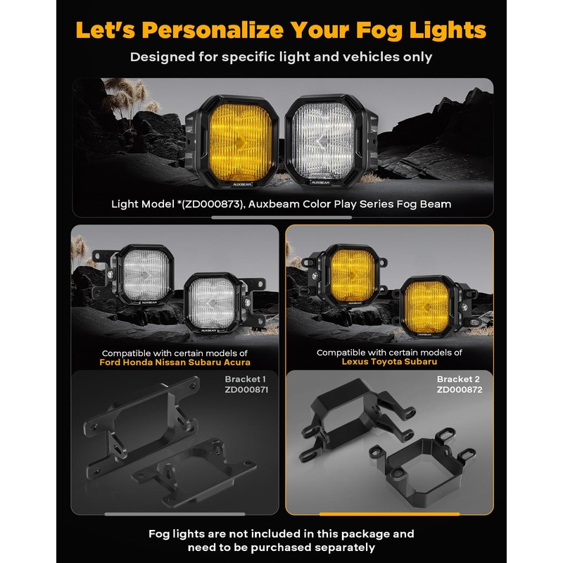 Auxbeam Color Play Series Fog Light Mounting Brackets, for Lexus