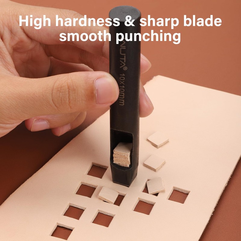 WUTA 5 Sets Square Hole Punch Leather Craft End Punch