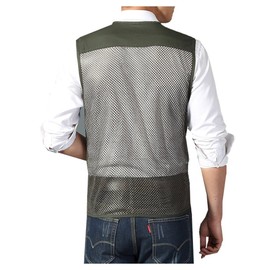 Kedera Mens Casual Lightweight Outdoor Travel Fishing Vest Jacket Multi Pockets (X-Large Green)
