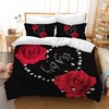 HZVRTN Bed Linen 3D Red Rose Duvet Cover Set with