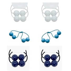 Paquete de 12 Ligas para Cabello con Bolitas, Coleteros Elásticos de Acrílico (4 Bolas por Liga), Colores Surtidos (Blanco, Azul Claro, Azul Fuerte), Incluye Bolsa Resellable Colores Varios VITALIASHOP
