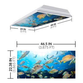 Fluorescent Light Cover for Classroom Ceiling Lights - Premium Backlit Film Insert 2x4 (22.38"x46.5") Florescent Fixture (Pack of 1) School, Office, Sensory, Improve Focus, Eliminate Headaches - Ocean