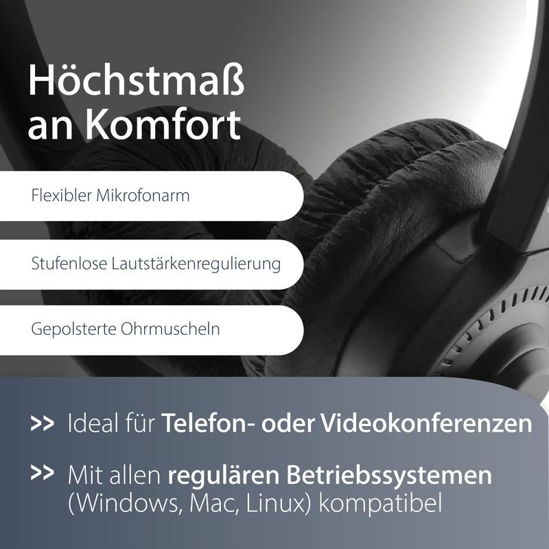 MediaRange Wired Stereo Headset with Microphone and Control Function, Black