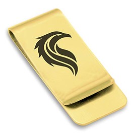Comfort Zone Studios Stainless Steel Mythical Phoenix Head Classic Slim Money Clip Credit Card Holder, Gold